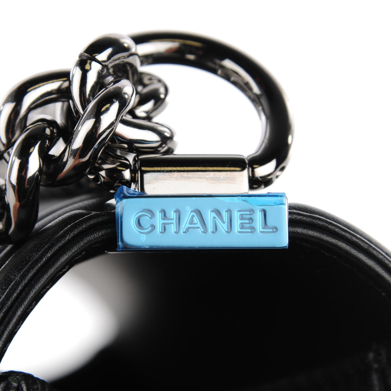 Chanel Calfskin Chevron Quilted Medium Chain Boy Flap Black 6 of 9