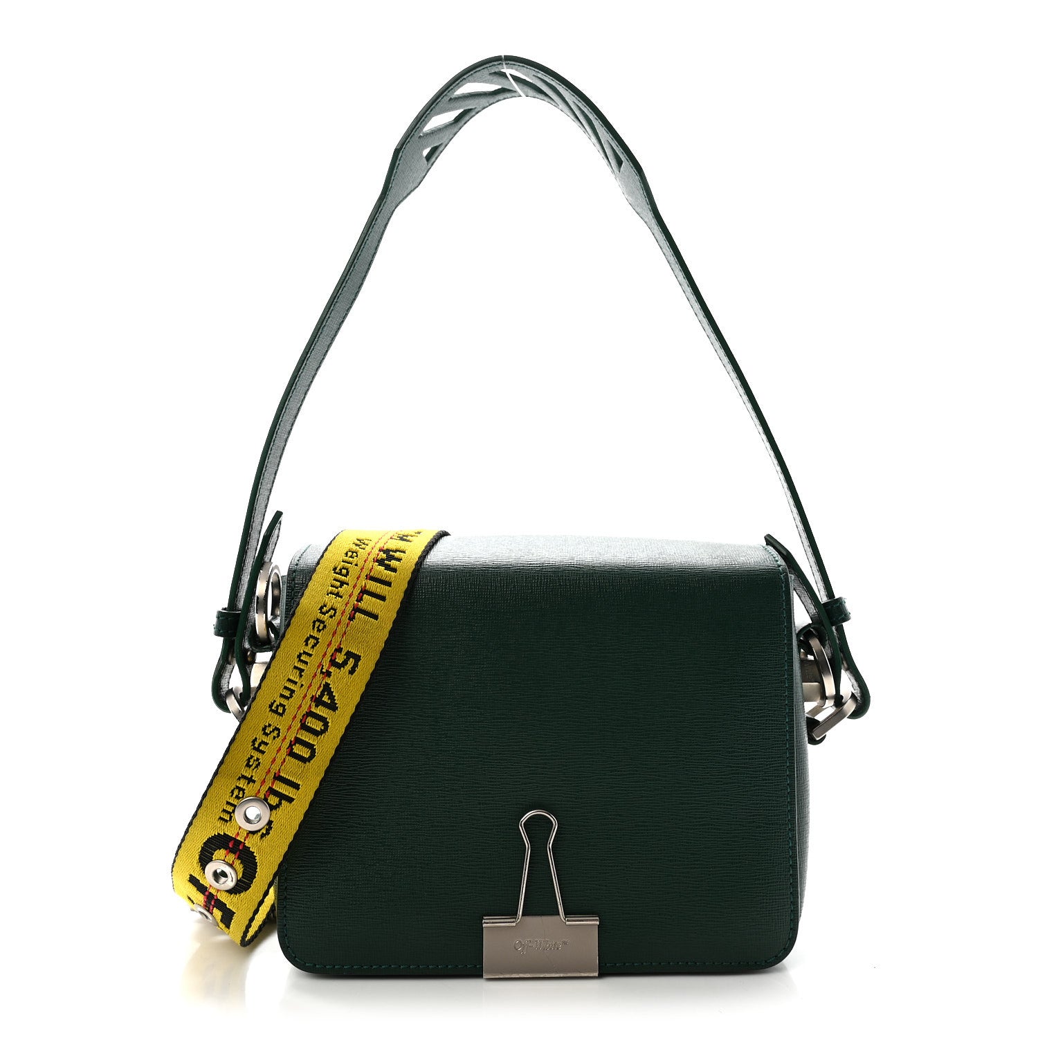 Off-White Saffiano Mini Binder Clip Bag Green 1 of 12