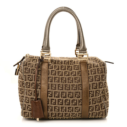 Fendi Zucchino Spalmati Studded Boston Mogano Panna Bruciato 1 of 11