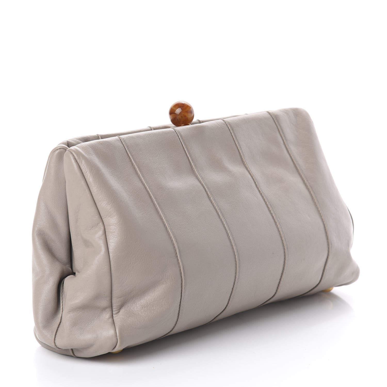 Prada Soft Calf Frame Clutch Argilla 2 of 8