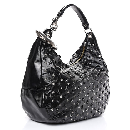 Jimmy Choo Metallic Calfskin Star Studded Sky Hobo Black 2 of 10