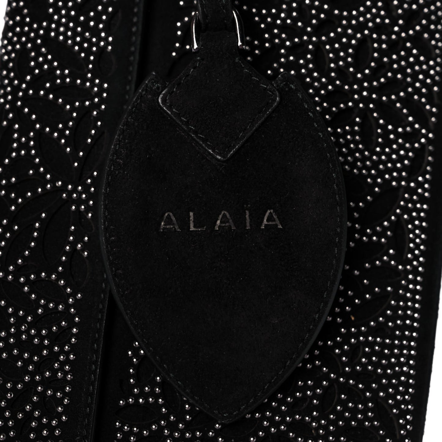 Suede Studded Foldover Clutch Black