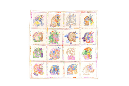 Hermes Silk Chevaloscope Scarf 90 White Bleu Multicolor 1 of 6
