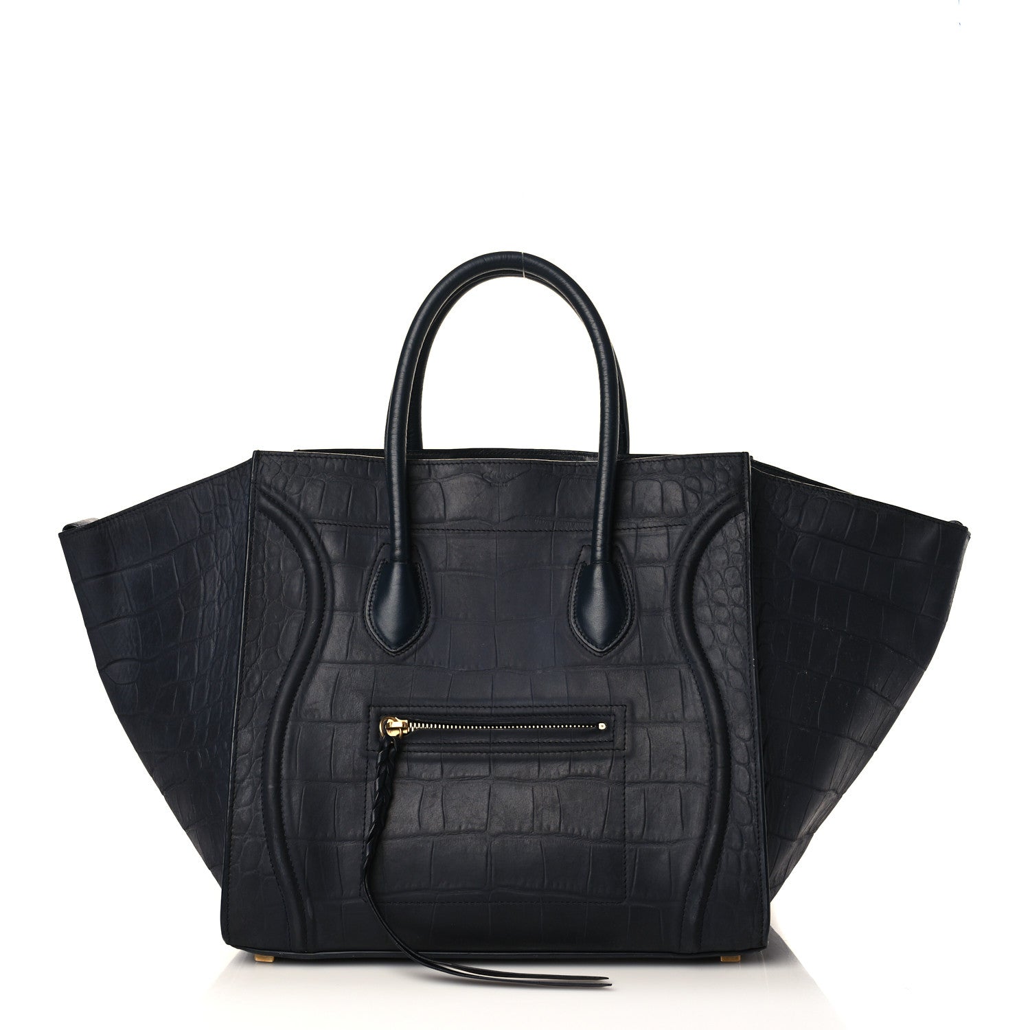 Celine Crocodile Embossed Calfskin Medium Phantom Luggage Navy Blue 1 of 11