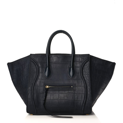 Celine Crocodile Embossed Calfskin Medium Phantom Luggage Navy Blue 1 of 11