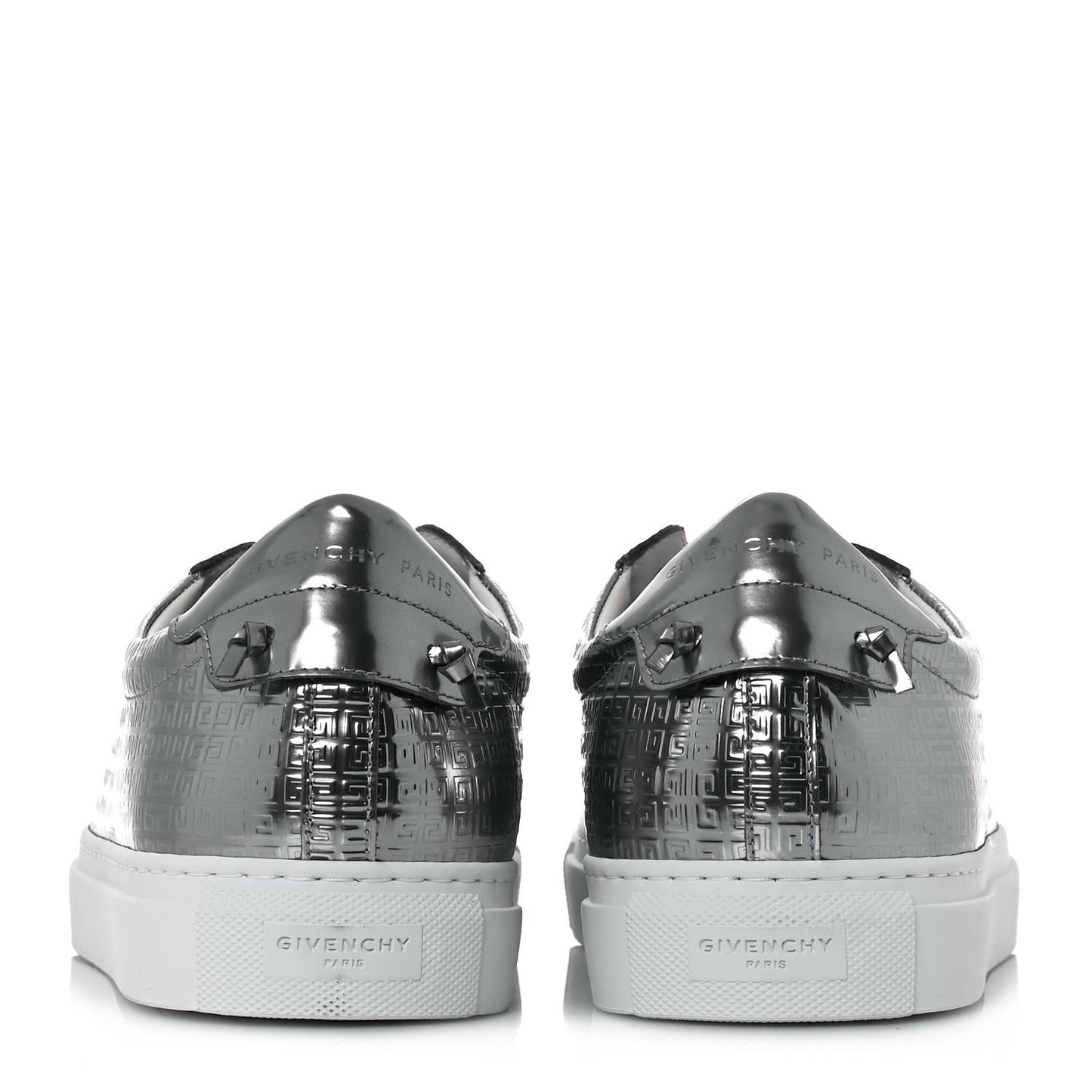 Calfskin Metallic Monogram Urban Street Sneakers 45 Silver