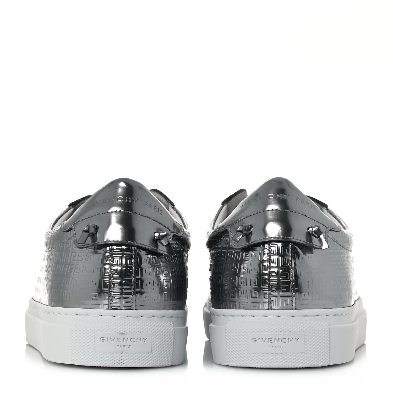 Givenchy Calfskin Metallic Monogram Urban Street Sneakers 45 Silver 5 of 9