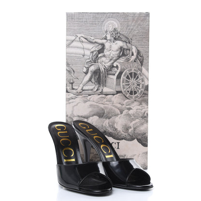 Gucci Polished Calfskin Scarlet Mid Heel Slide Sandals 36 Black 9 of 9
