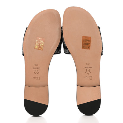 Christian Dior Metallic Lurex Canvas Mizza Embroidered Dway Mules Slide Sandals 38.5 Metal Grey 5 of 9
