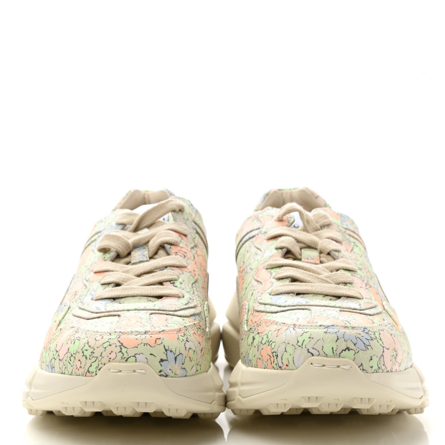 Gucci X LIBERTY OF LONDON Calfskin Infinity Tracy Womens Rhyton Sneakers 37.5 Mint Peach 2 of 9