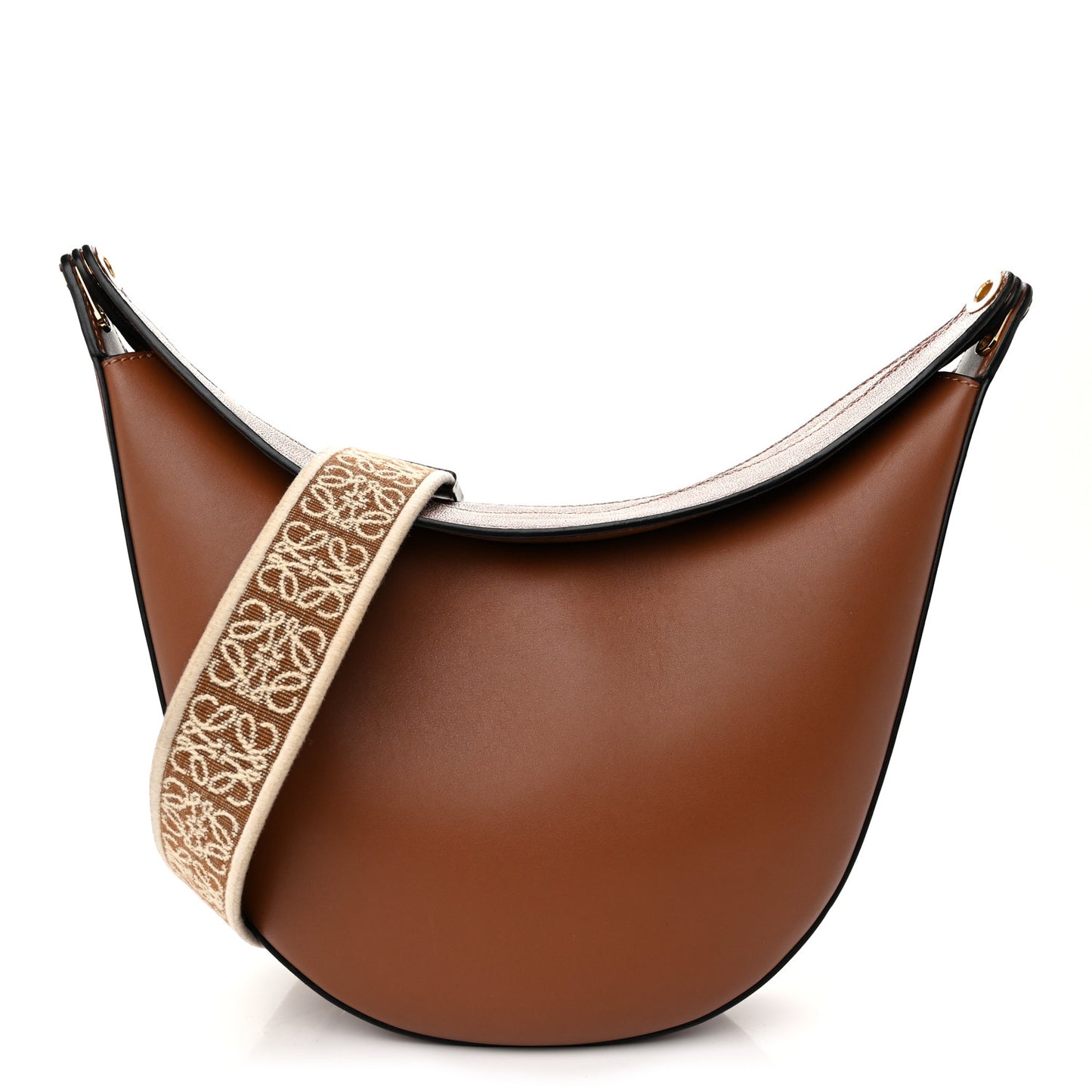 Satin Calfskin Jacquard Luna Bag Pecan
