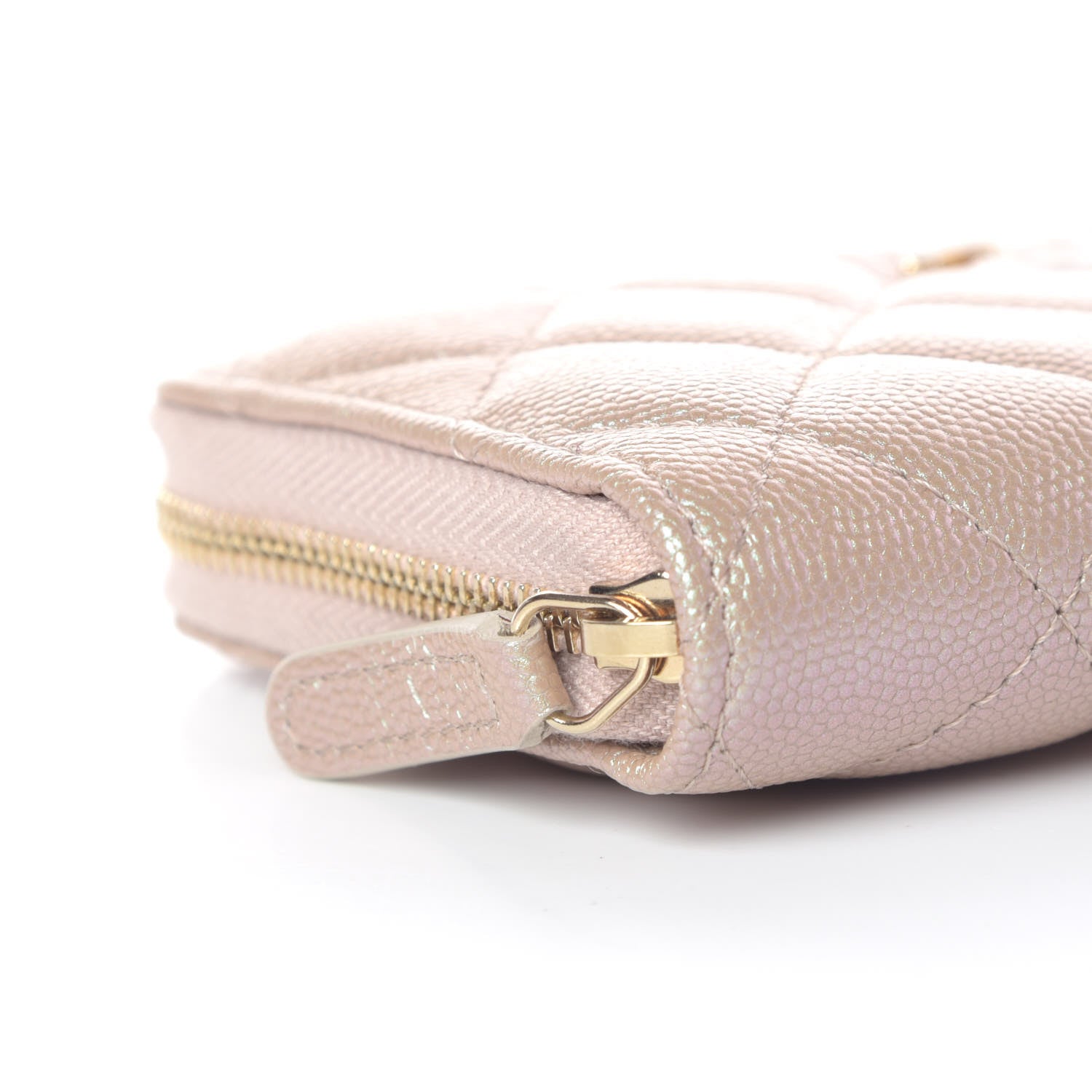 Chanel Iridescent Caviar Quilted Medium Zip Around Wallet Beige 9 of 12
