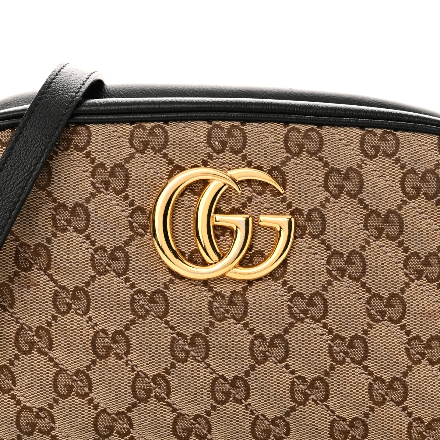 Monogram Matelasse Diagonal Small GG Marmont Chain Shoulder Bag Beige Black