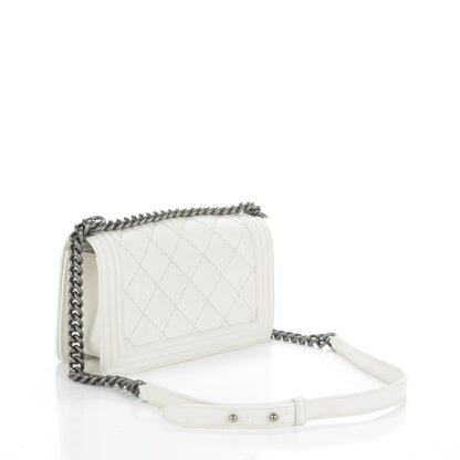 Chanel Calfskin Quilted Medium Boy Flap White 3 of 7