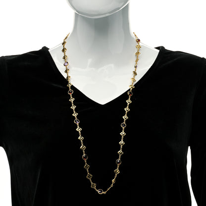 David Yurman 18K Yellow Gold Amethyst Garnet Logo Chain Necklace 2 of 5