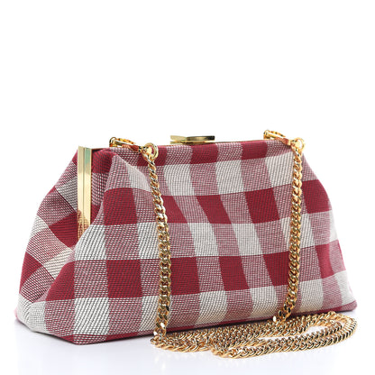 Mansur Gavriel Checker Canvas Mini Volume Chain Clutch Flamma 3 of 8