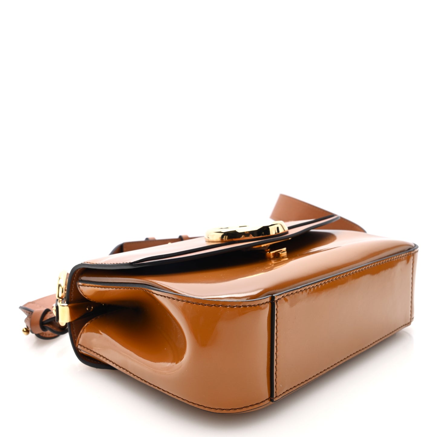 Spazzolato Sfumato Calfskin Small C Double Carry Autumnal Brown