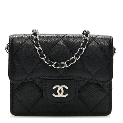 Chanel Caviar Quilted Flap Card Holder On Chain Black 1 of 9