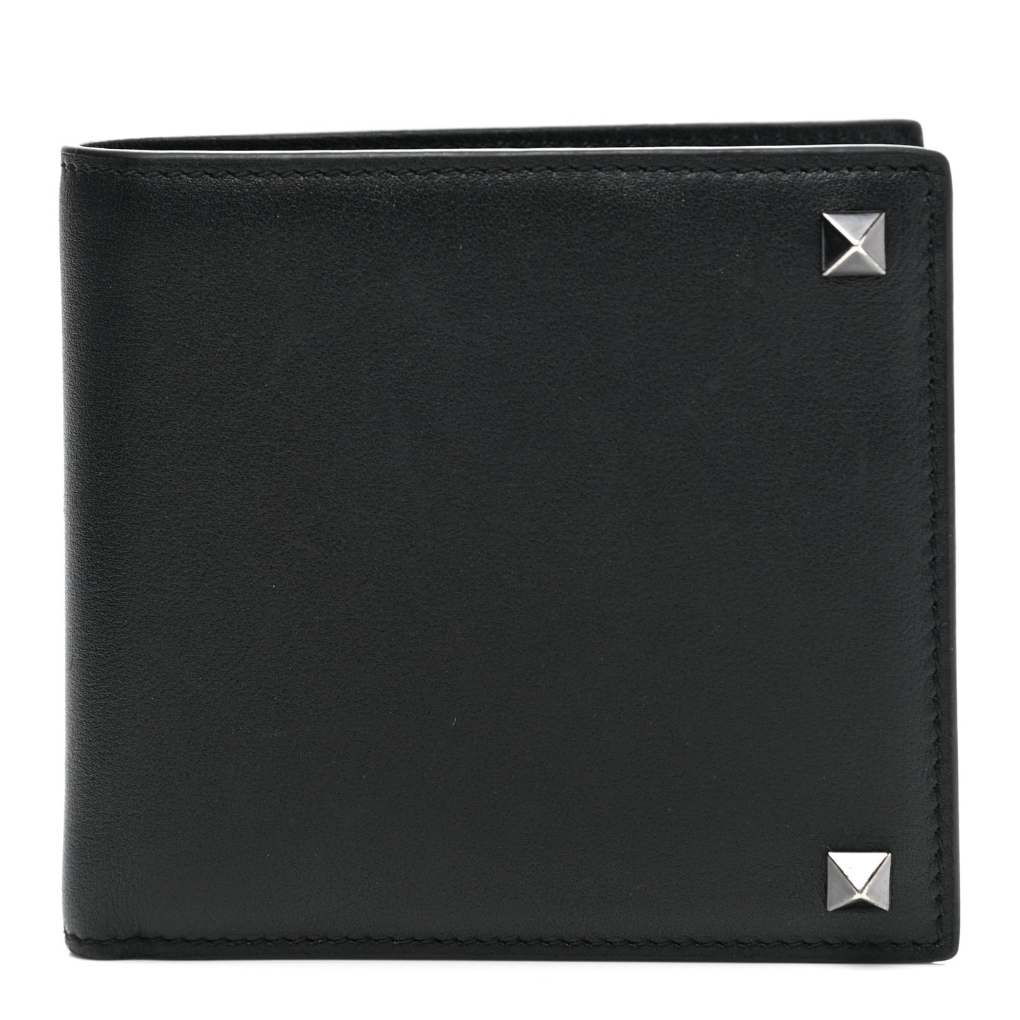 Vitello Rockstud Bi-Fold Wallet Black