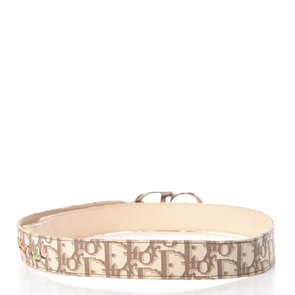 Christian Dior Canvas Monogram Vintage Flowers Embroidered Trotter Belt 90 36 Beige 3 of 6