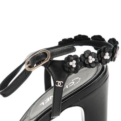Chanel Lambskin Camellia Sandals 40 Black 8 of 8
