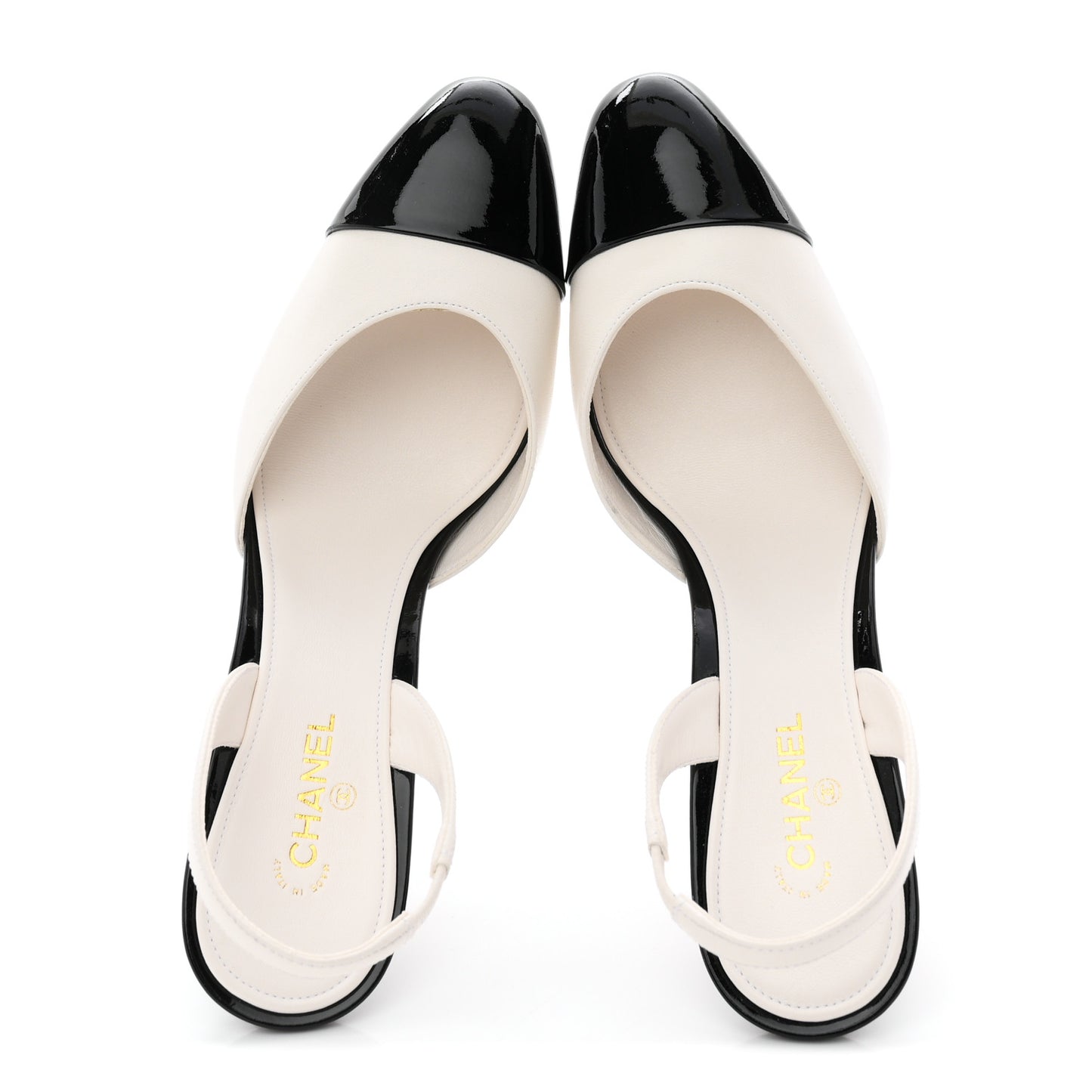 Lambskin Patent Calfskin Cap Toe CC Apple Slingback Pumps 40 White Black