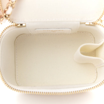 Chanel Lambskin Quilted Small Camellia Bow Vanity Case With Chain White 5 of 10