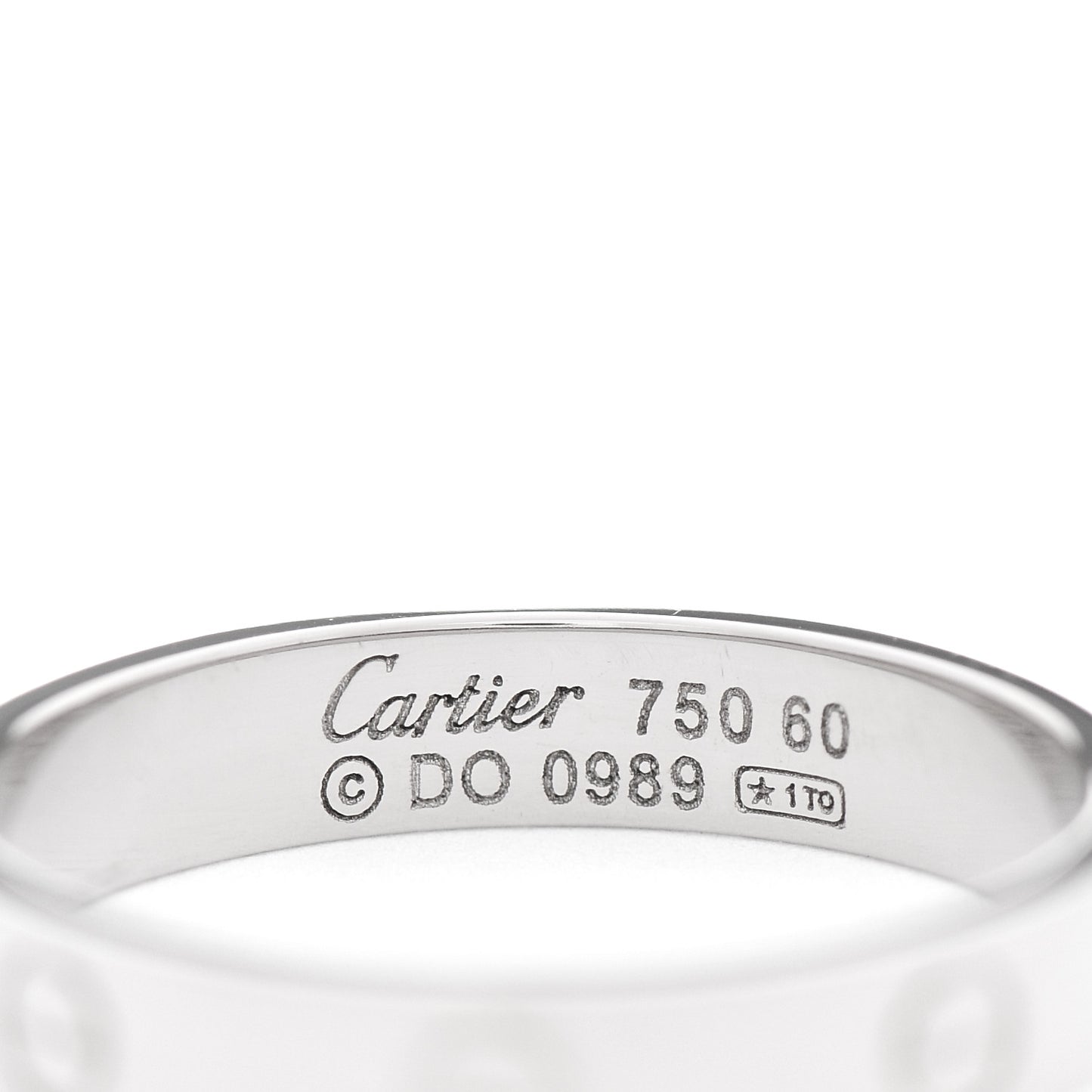18K White Gold 4mm LOVE Wedding Band Ring 60 9.25