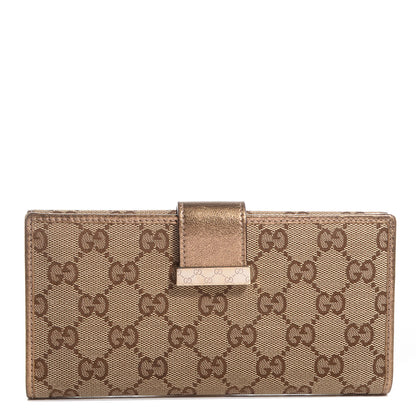Gucci Monogram Icon Bar Continental Flap Wallet Metallic Gold 1 of 7