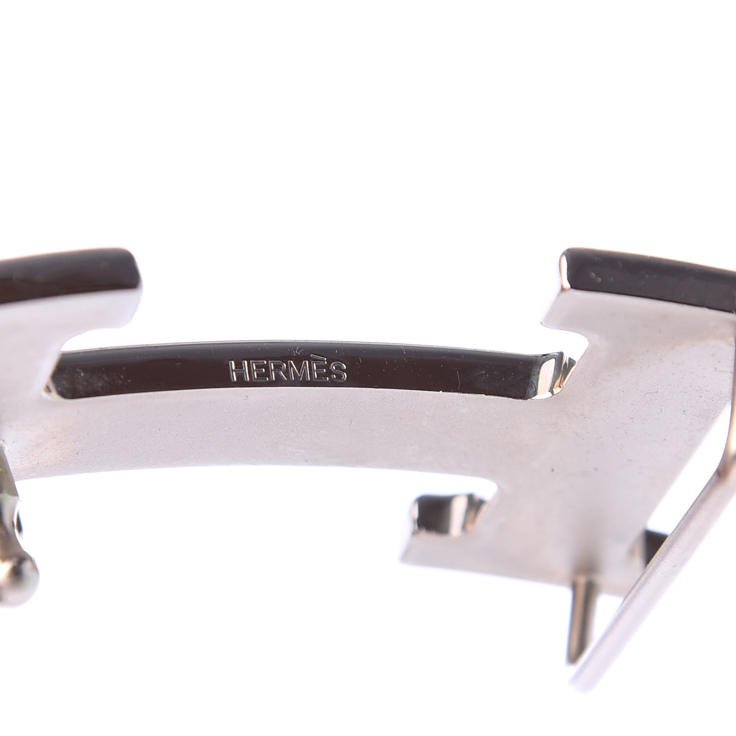 Hermes Palladium Martelee 32mm H Belt Buckle Silver 3 of 3