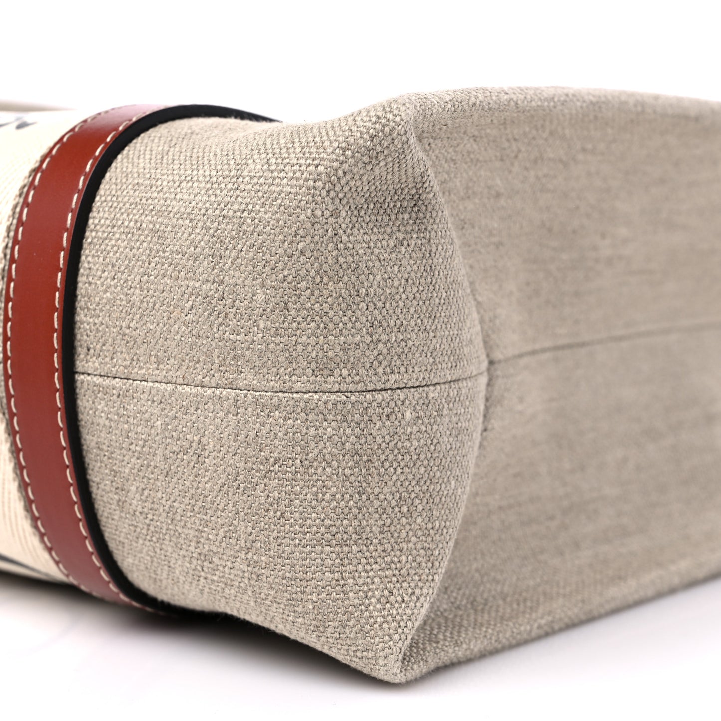 Cotton Calfskin Medium Woody Ribbon Tote White Brown