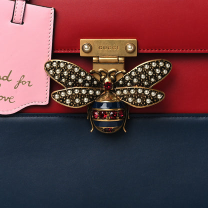 Gucci Calfskin Sylvie Web Large Queen Margaret Top Handle Bag Blue Agata Hibiscus Red Mystic White Sugar Pink 8 of 10
