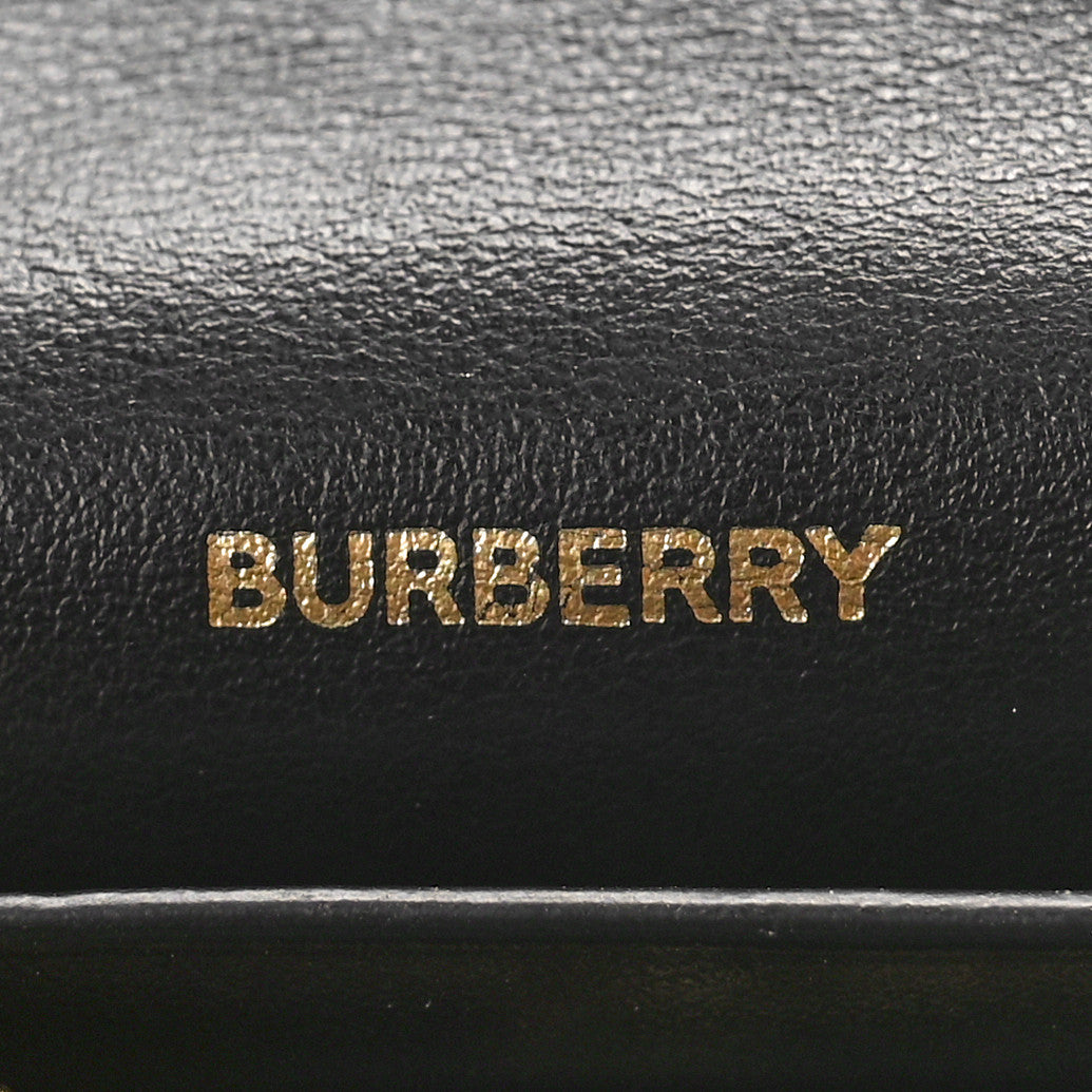 Burberry Grainy Calfskin Vintage Check Jade Card Case On Chain Black 7 of 9