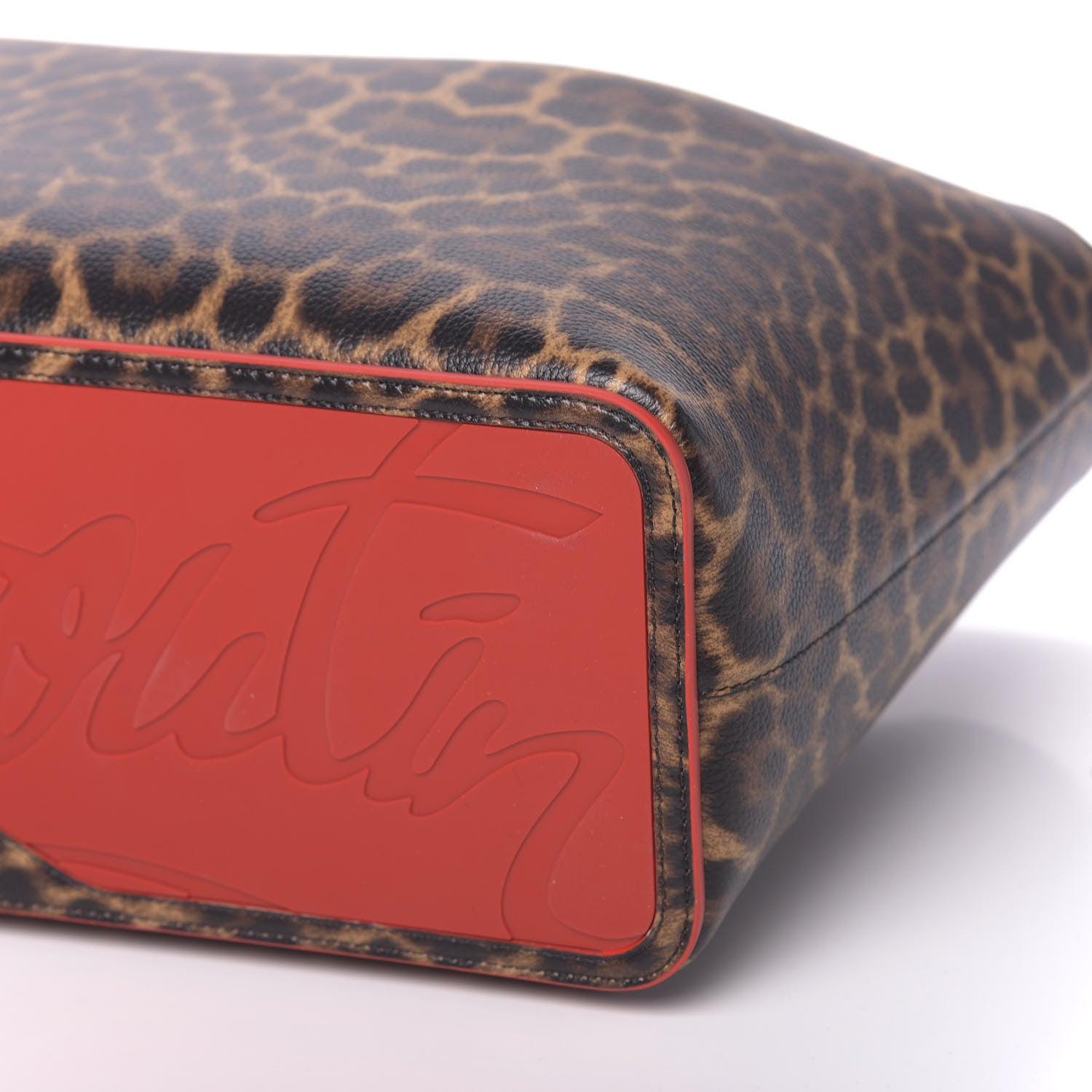Christian Louboutin Calfskin Leopard Print Spikes East West Cabata Tote Brown 11 of 11