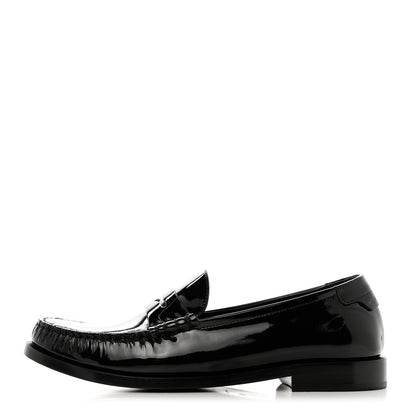 Saint Laurent Patent Calfskin Penny Loafers 40.5 Black 1 of 9