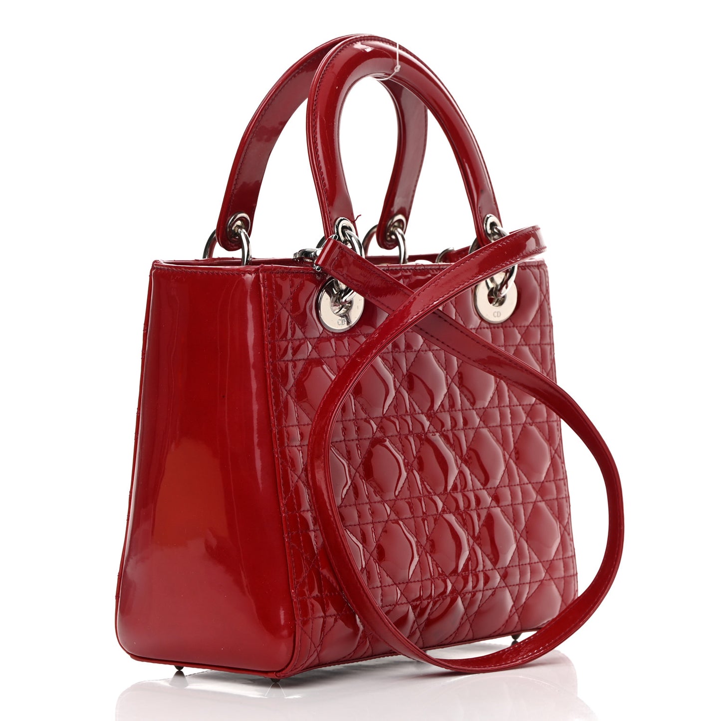 Patent Cannage Medium Lady Dior Red