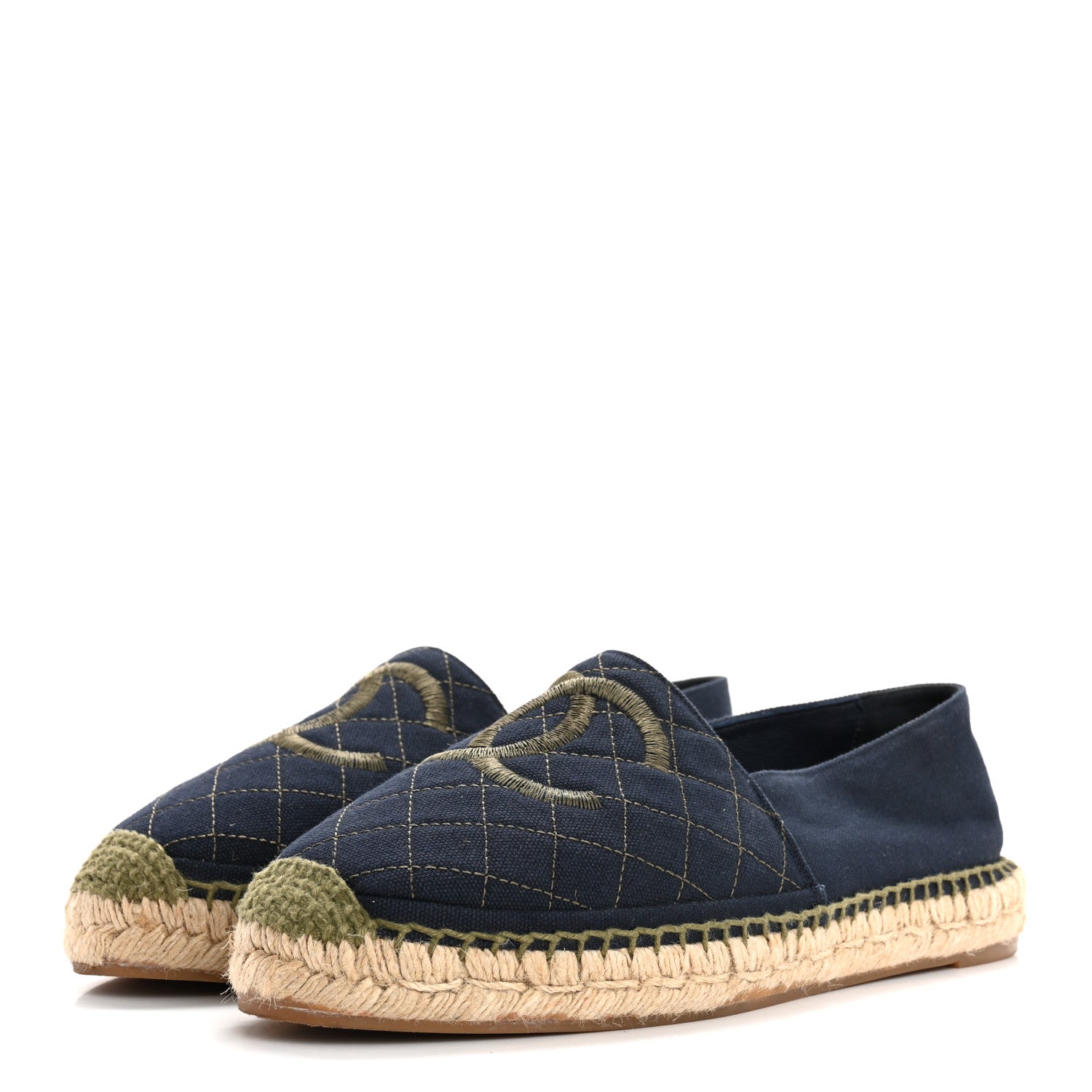 Chanel Fabric Biarritz CC Espadrilles 41 Blue Green 4 of 13
