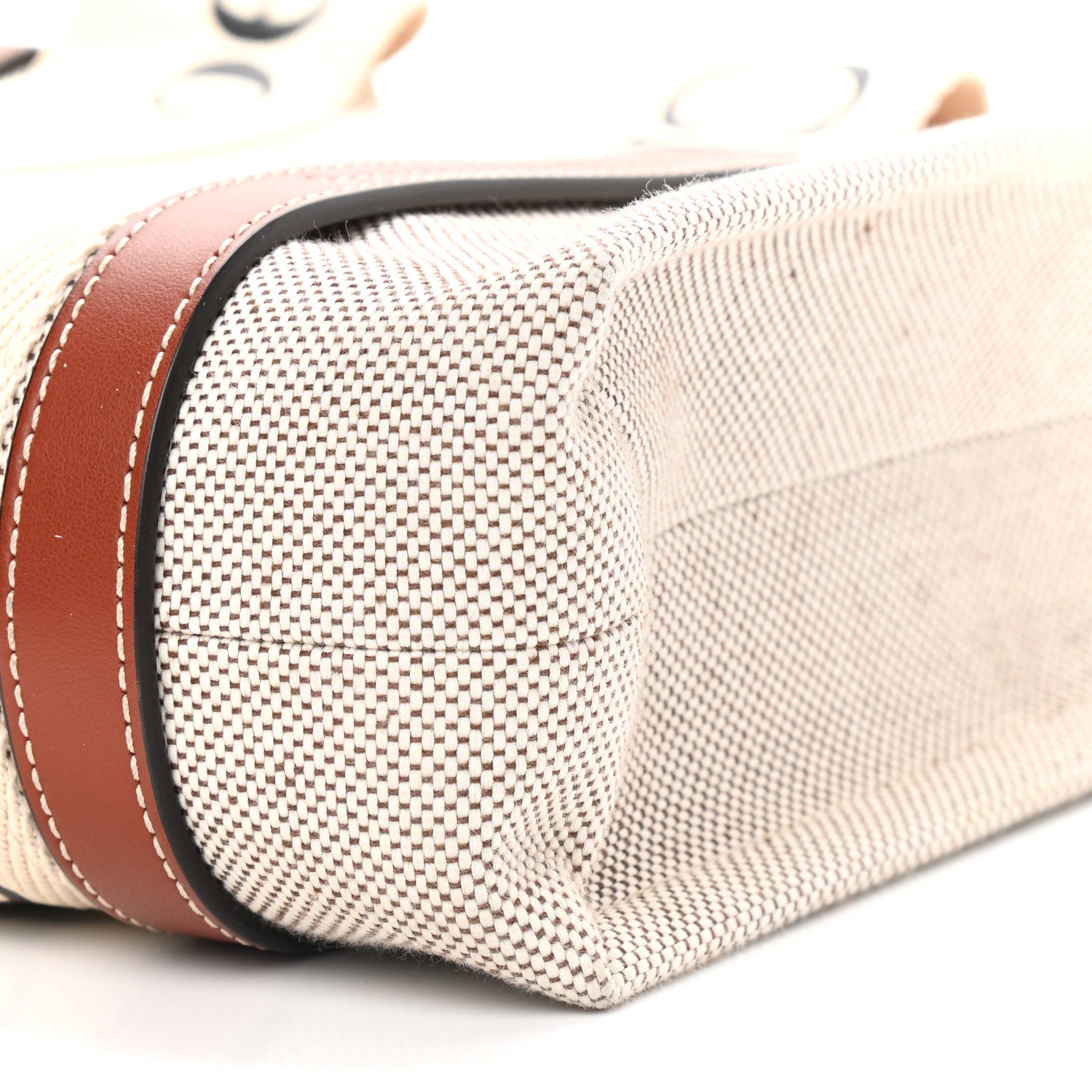 Chloe Cotton Calfskin Small Woody Ribbon Tote White Brown 8 of 9
