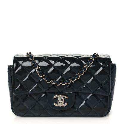 Chanel Patent Calfskin Quilted Mini Rectangular Flap Navy Blue 1 of 10