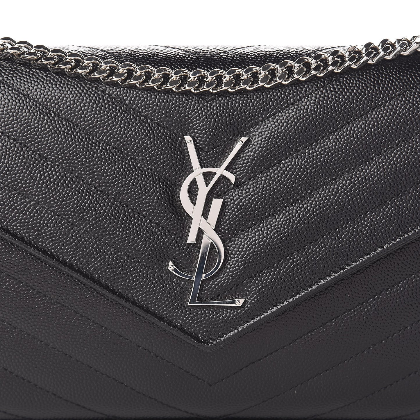 Grain De Poudre Matelasse Chevron Monogram Chain Wallet Black