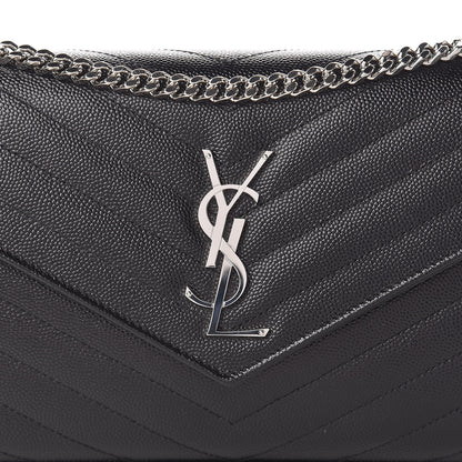Saint Laurent Grain De Poudre Matelasse Chevron Monogram Chain Wallet Black 7 of 10
