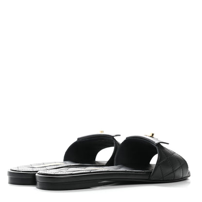 Chanel Lambskin Quilted CC Turnlock Sandals 37.5 Black 10 of 18