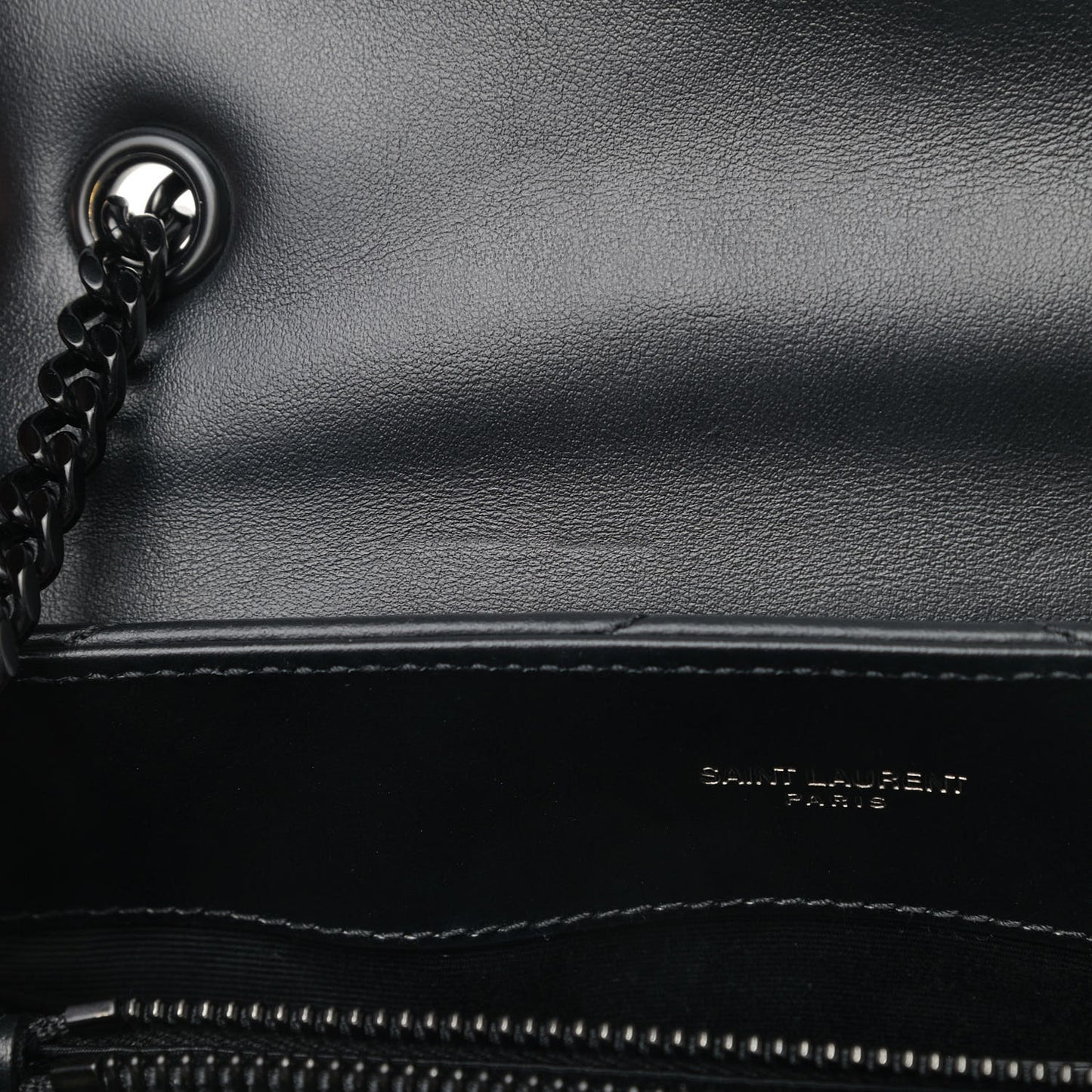 Calfskin Y Quilted Monogram Small Loulou Chain Satchel Black