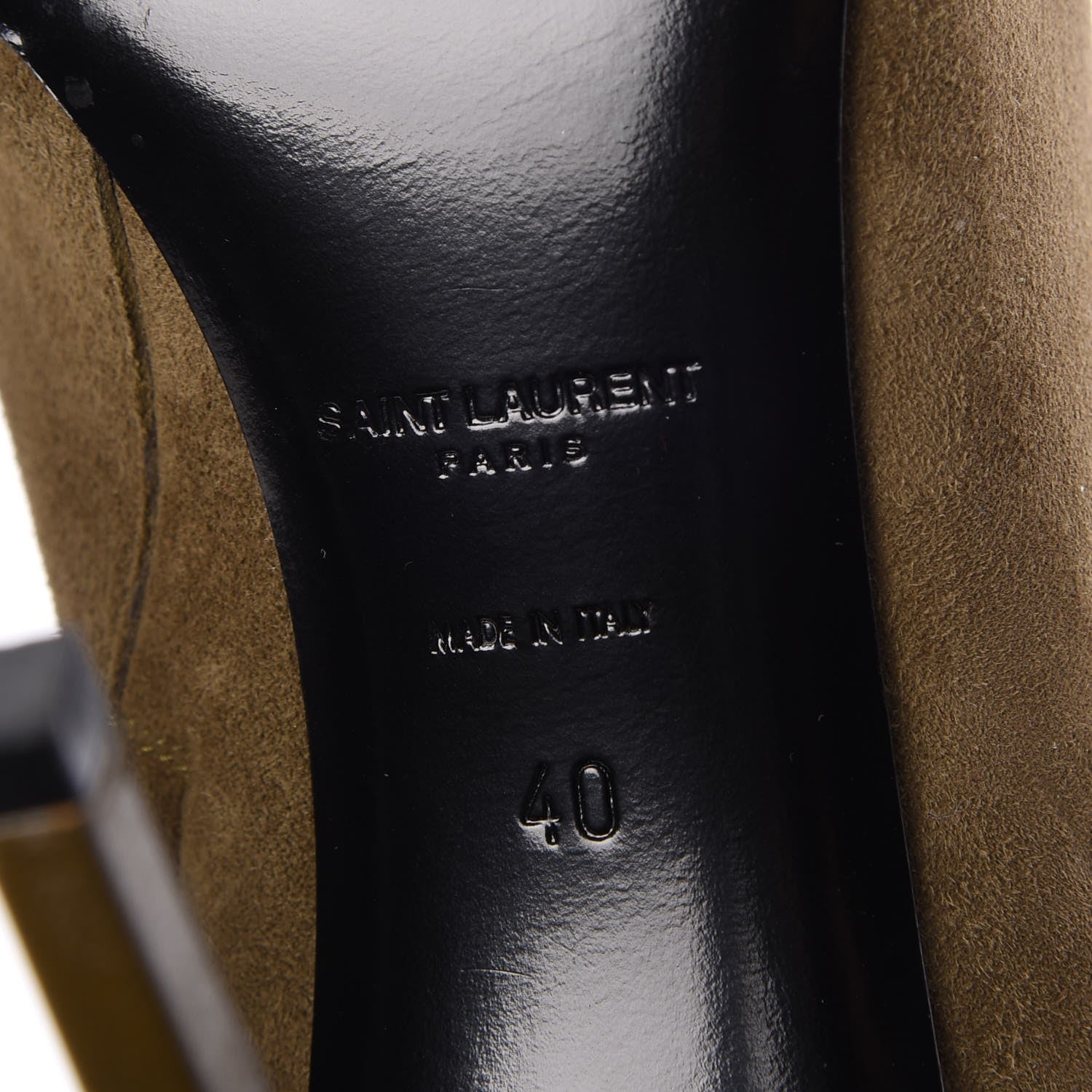 Saint Laurent Suede Peep Toe Ankle Boots 40 Green 11 of 11