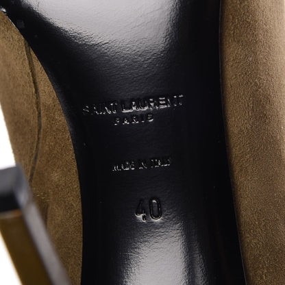 Saint Laurent Suede Peep Toe Ankle Boots 40 Green 11 of 11