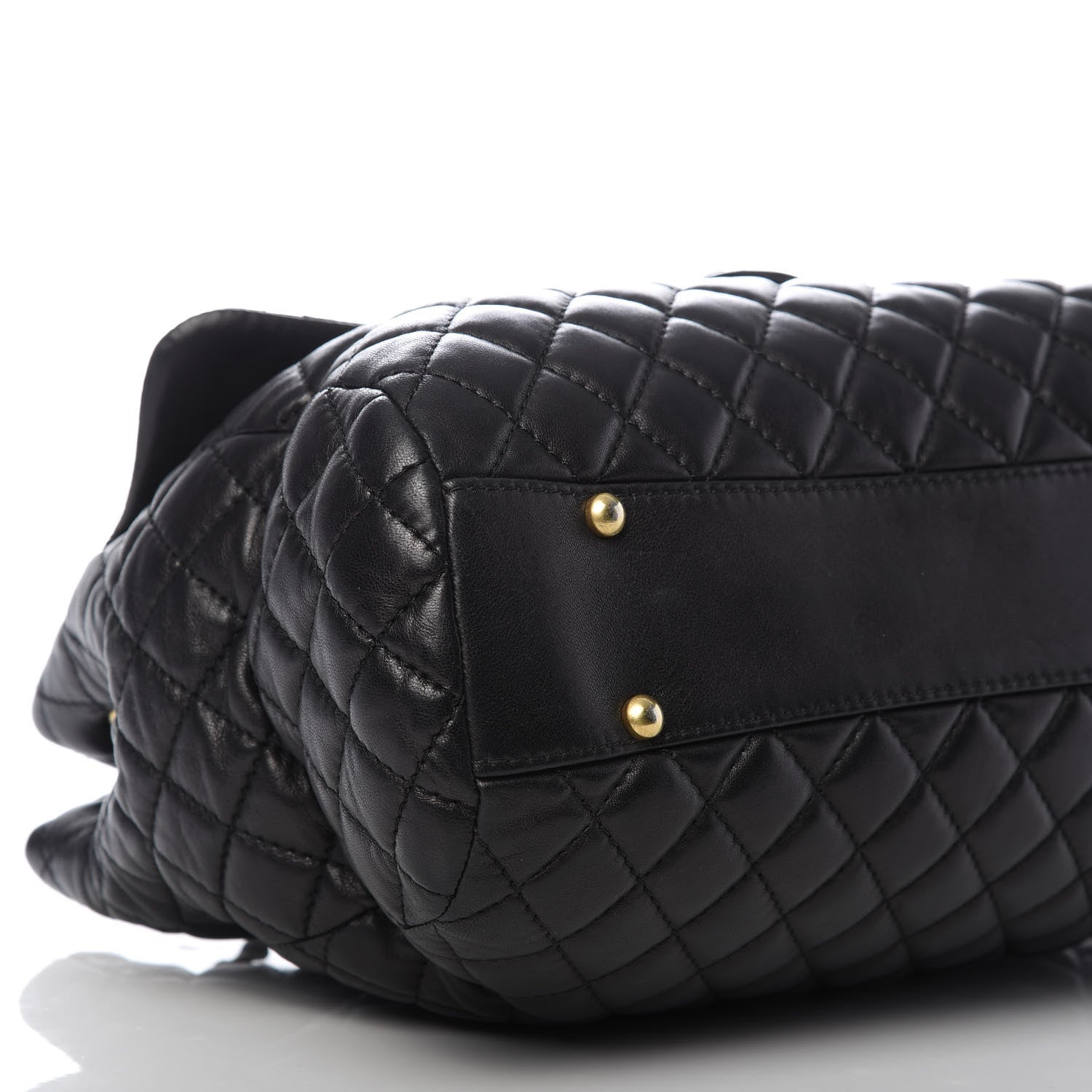 Chanel Lambskin Quilted Large Fluffy CC Shopping Tote Black 6 of 9