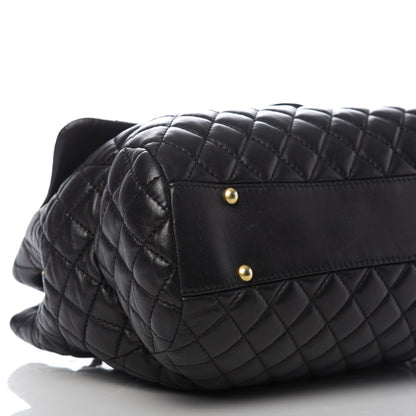 Chanel Lambskin Quilted Large Fluffy CC Shopping Tote Black 6 of 9