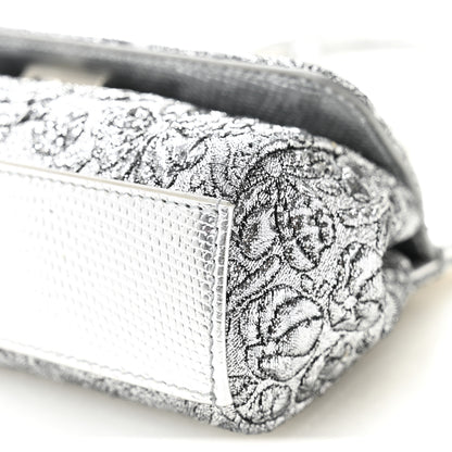 Dolce & Gabbana Brocade Fabric Lizard Calfskin Embossed Small Miss Sicily Satchel Silver 19 of 19