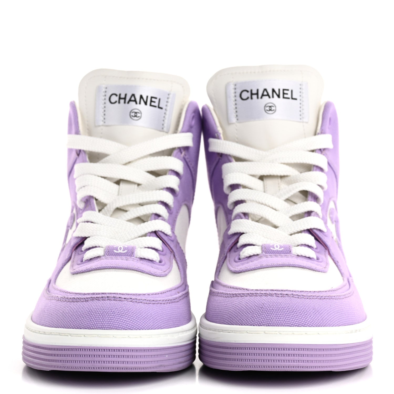 Chanel Cotton High Top Sneakers 38 Purple White 3 of 13