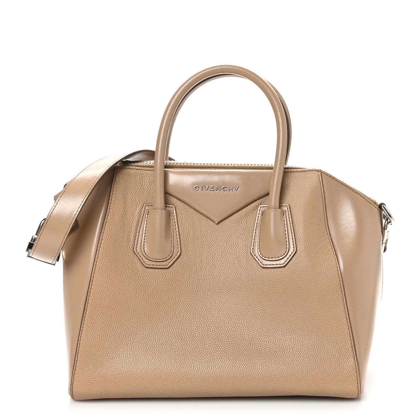 Grained Calfskin Small Antigona Light Beige